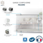 Garde-corps verre rail alu Majuro 2m | Fabrication FR