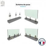 Garde-corps verre pinces alu Monaco 3m | Kit sécurisé