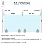 Garde-corps verre pinces alu 2m Monaco | Kit sécurisé