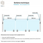 Garde-corps verre pinces alu Monaco 3m | Kit sécurisé