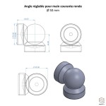 Angle Réglable Main Courante Ronde Aluminium