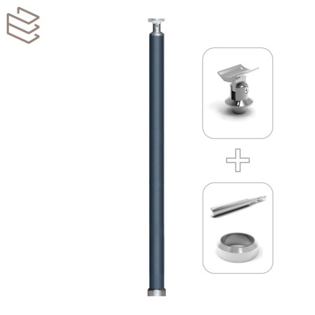 Kit montant rond, à sceller, percé, gris, PRAGUE 5 lisses