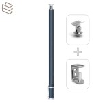 Kit montant rond Ø40 mm pré percé, pose en applique, gris, Prague 5 lisses