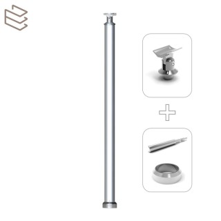 Kit montant rond Ø40 mm pré percé à sceller au sol, aluminium, Prague 5 lisses