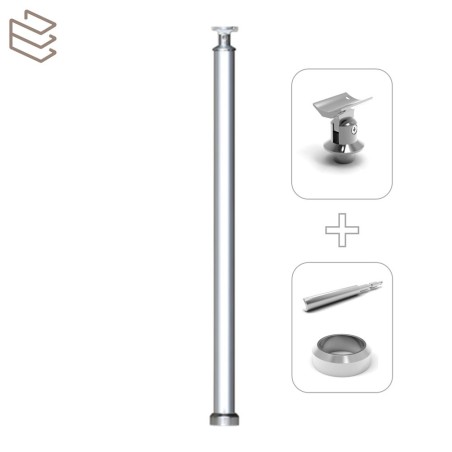 Kit montant rond Ø40 mm pré percé à sceller au sol, aluminium, Prague 5 lisses