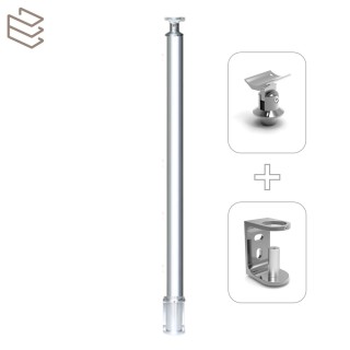 Kit montant rond Ø40 mm pré percé, pose en applique, aluminium, Prague 5 lisses