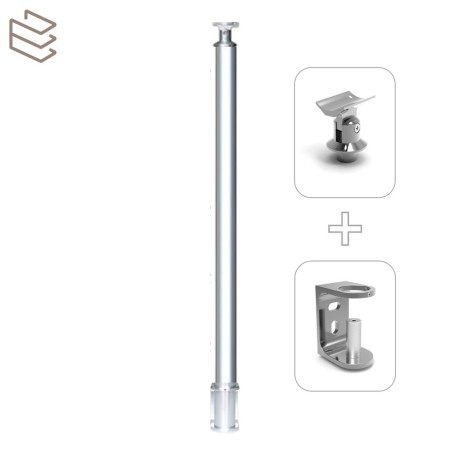 Kit montant rond Ø40 mm pré percé, pose en applique, aluminium, Prague 5 lisses