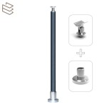 Kit montant rond Ø40 mm pré percé à visser sur platine, gris, Prague 7 lisses