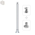 Kit montant rond Ø40 mm pré percé à visser sur platine, aluminium, Prague 7 lisses