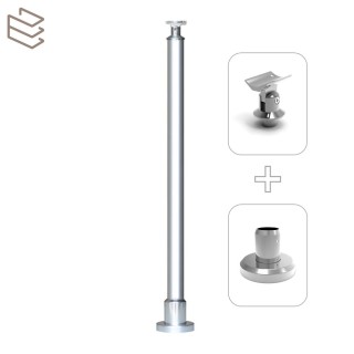 Kit montant rond Ø40 mm pré percé à visser sur platine, aluminium, Prague 7 lisses