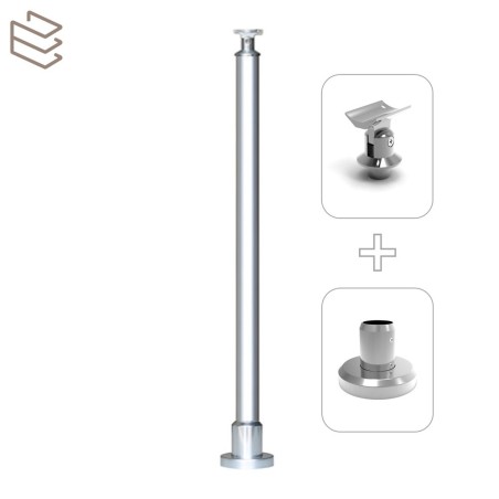 Kit montant rond Ø40 mm pré percé à visser sur platine, aluminium, Prague 7 lisses