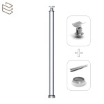 Kit montant rond Ø40 mm pré percé à sceller au sol, aluminium, Prague 7 lisses