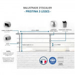 Garde-corps sur muret alu Pristina 3 lisses sur mesure