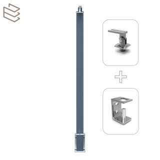 Kit montant carré 40x40 mm pré percé pose en applique, gris, Pristina 5 lisses