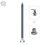 Kit montant carré 40x40 mm pré percé à visser sur platine, gris, Pristina 7 lisses