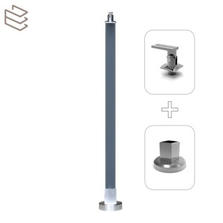 Kit montant carré 40x40 mm pré percé à visser sur platine, gris, Pristina 7 lisses