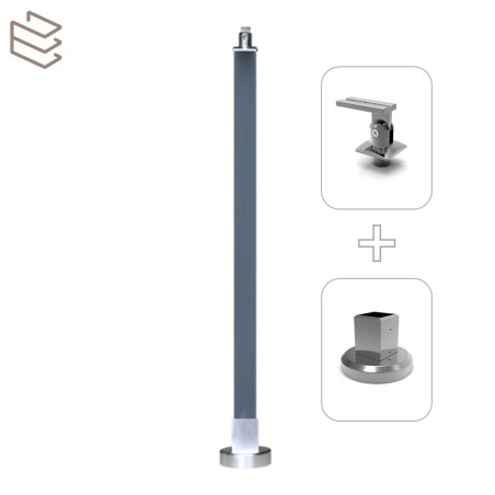 Kit montant carré 40x40 mm pré percé à visser sur platine, gris, Pristina 7 lisses