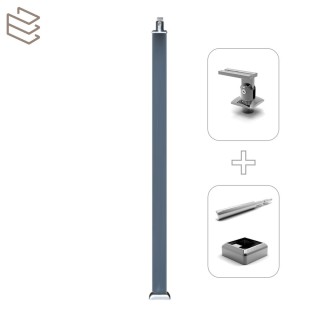 Kit montant carré 40x40 mm pré percé à sceller au sol, gris, Pristina 7 lisses