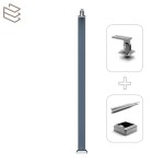 Kit montant carré 40x40 mm pré percé à sceller au sol, gris, Pristina 7 lisses