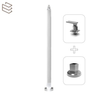 Kit montant carré 40x40 mm pré percé à visser sur platine, aluminium, Pristina 7 lisses