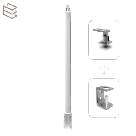 Kit montant carré 40x40 mm pré percé pose en applique, aluminium, Pristina 7 lisses