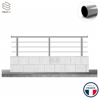 Garde-corps aluminium sur muret Prague 3 lisses | Fabrication française