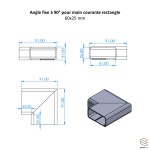 Angle Droit Fixe Main Courante Rectangle Aluminium