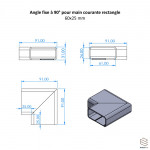 Angle Droit Fixe Main Courante Rectangle Aluminium