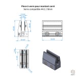 Pince à Verre Poteau Carré | Garde-Corps Verre Aluminium