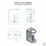 Support Fixation Applique Montant Rond Aluminium