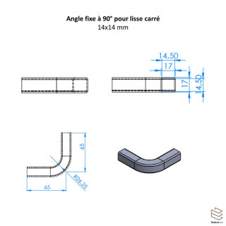 Angle Droit Fixe Lisse Carré Garde-Corps Aluminium
