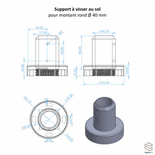 Platine à Visser Montant Rond | Fixation Garde-Corps