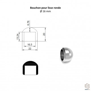 Bouchon Lisse Ronde | Capuchon Garde-Corps 16mm