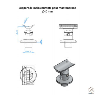 Support Orientable Main Courante Garde-Corps Aluminium