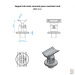 Support Orientable Main Courante Garde-Corps Aluminium