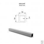 Lisse Carrée 14x14mm Aluminium - Longueur 1m