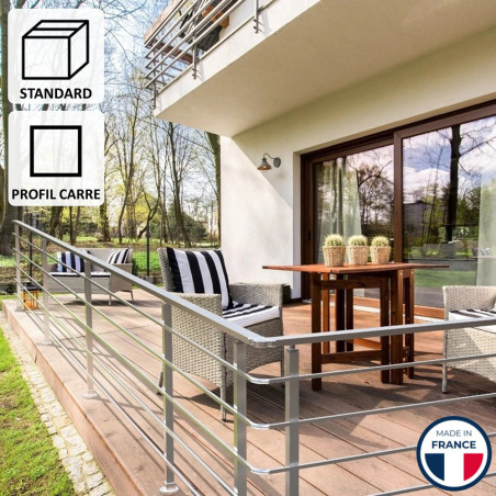 Balustrade Aluminium Pristina 5 Lisses 1m Profil Carré