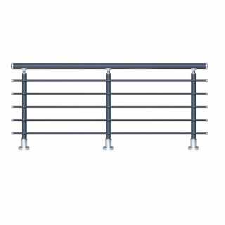 Balustrade Aluminium Pristina 5 Lisses 1m Profil Carré