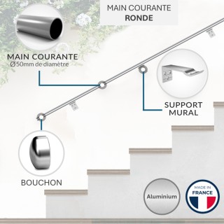 Main Courante Aluminium Ronde 3m Oslo | Kit Sécurité