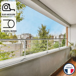 Garde-corps aluminium sur muret Prague 3 lisses | Fabrication française