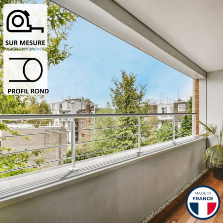 Garde-corps aluminium sur muret Prague 3 lisses | Fabrication française