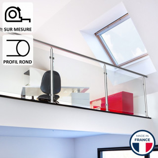 Garde-corps alu vitré Tripoli profil rond sur mesure