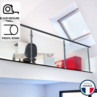 Garde-corps alu vitré Tripoli profil rond sur mesure