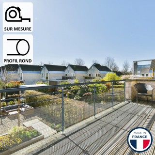 Garde-corps alu semi-vitré Sofia profil rond sur mesure