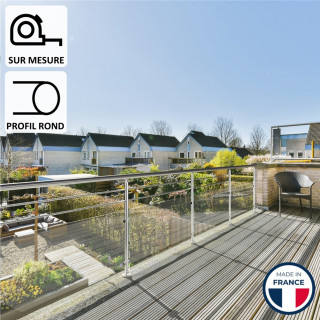 Garde-corps alu semi-vitré Sofia profil rond sur mesure