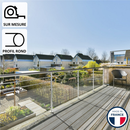 Garde-corps alu semi-vitré Sofia profil rond sur mesure