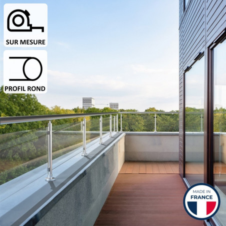 Garde-corps vitré sur muret Tripoli sur mesure