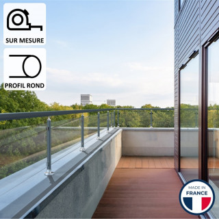 Garde-corps vitré sur muret Tripoli sur mesure