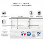 Garde-corps vitré muret DOHA : aluminium sur mesure, norme NF