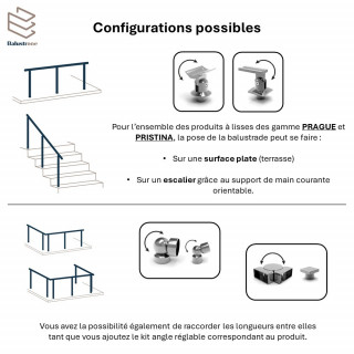 Garde-corps Aluminium Profil Rond 3m Prague 3 Lisses
